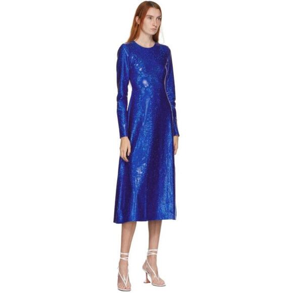 Saks Potts Shimmer Simple Dress - 3 - Cobalt Blue - Picture 4 of 4